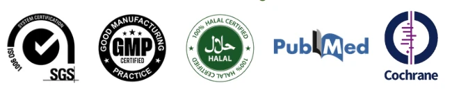 Certificaciones ISO 9001 SGS, GMP, Halal, PubMed y Cochrane